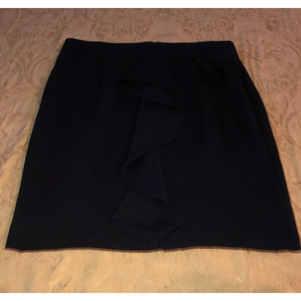 ELLE BLACK RUFFLE‎ DETAIL SKIRT KNEE LENGTH WOMENS Size 14
